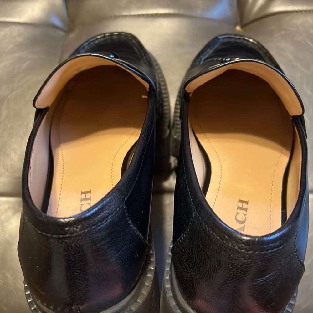 Coach Black Leather Platform Loafers - Picture 4 of 6